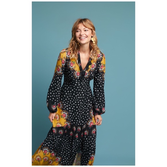 Anthropologie Dresses & Skirts - Anthropologie Farm Rio Floral-Blocked Maxi Dress